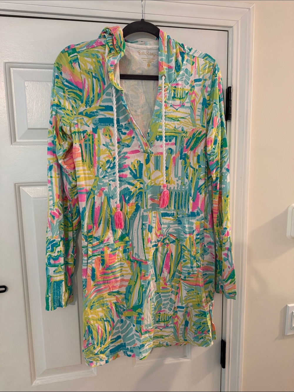 Lilly Pulitzer Teal Pink Yellow Hooded Tunic